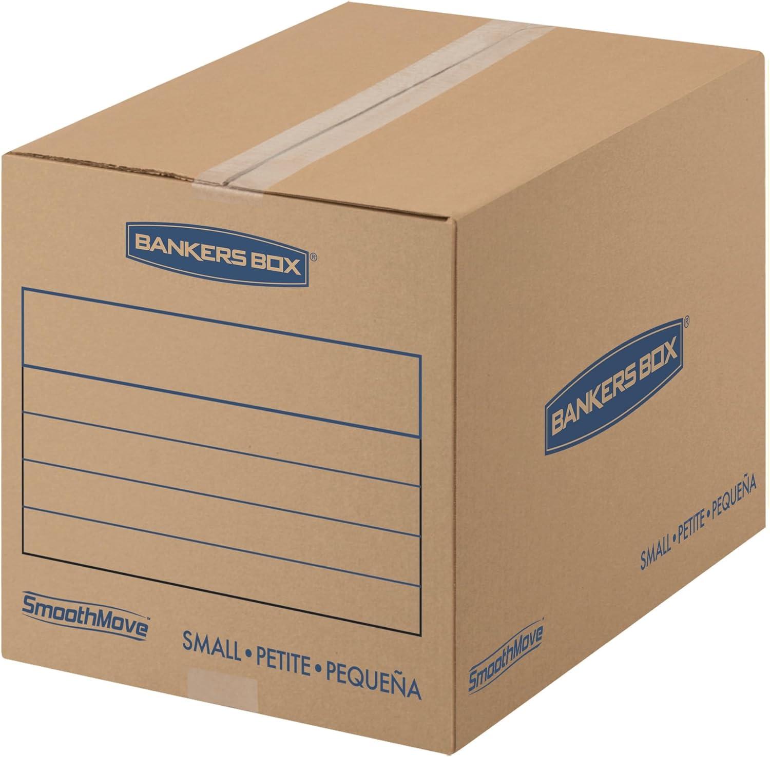 SmoothMove Basic Moving Boxes, Small Internal Dimensions: 12" Width x 16" Depth x 12" Height - External Dimensions: 12.3" Width x 16.5" Depth x 12.6" Height - Heavy Duty - Corrugated - Kraft, Black