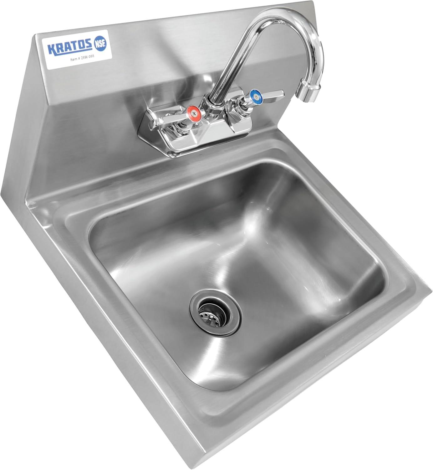 Compact Brushed Stainless Steel Wall-Mount Hand Sink with Gooseneck Faucet