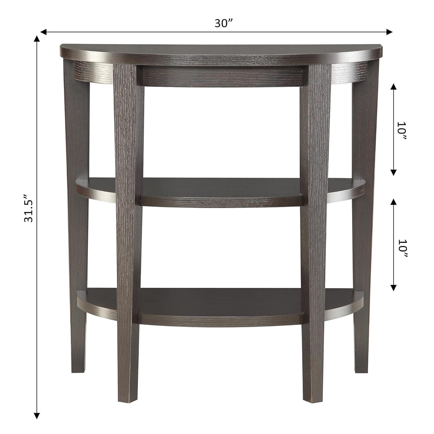 Convenience Concepts Newport Half-Circle Console Table with Shelves, Espresso