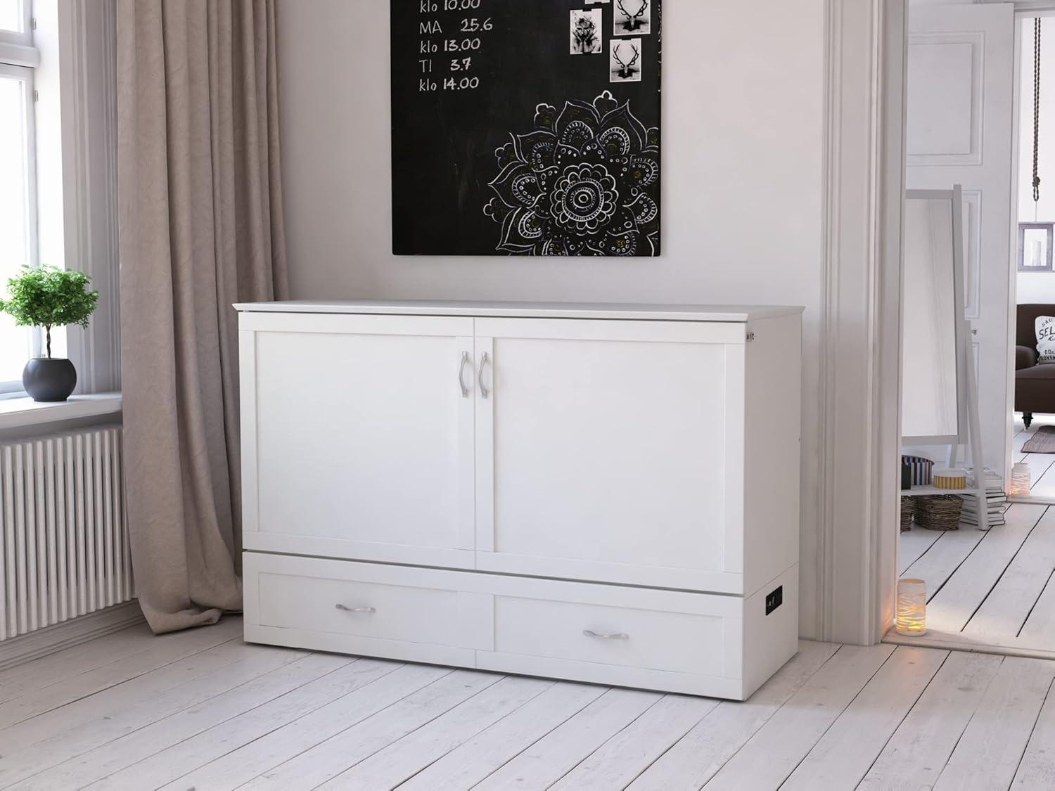 Hamilton Murphy Bed Chest Queen White with Charging Station