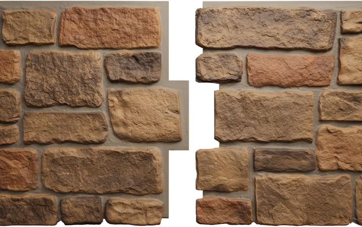 EverStone Cobblestone Faux Stone Panel, 48"W x 23 3/4"H x 1 1/8"D, Rustic Roast Color