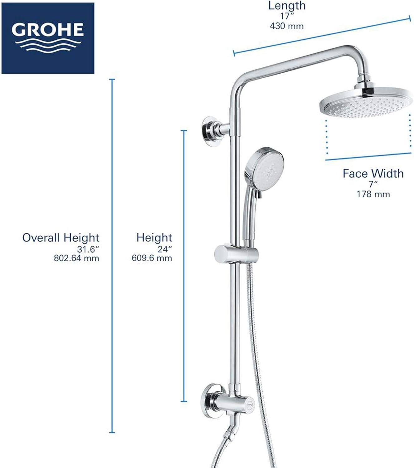 Chrome Dual Shower Head with Handheld and Adjustable Rail