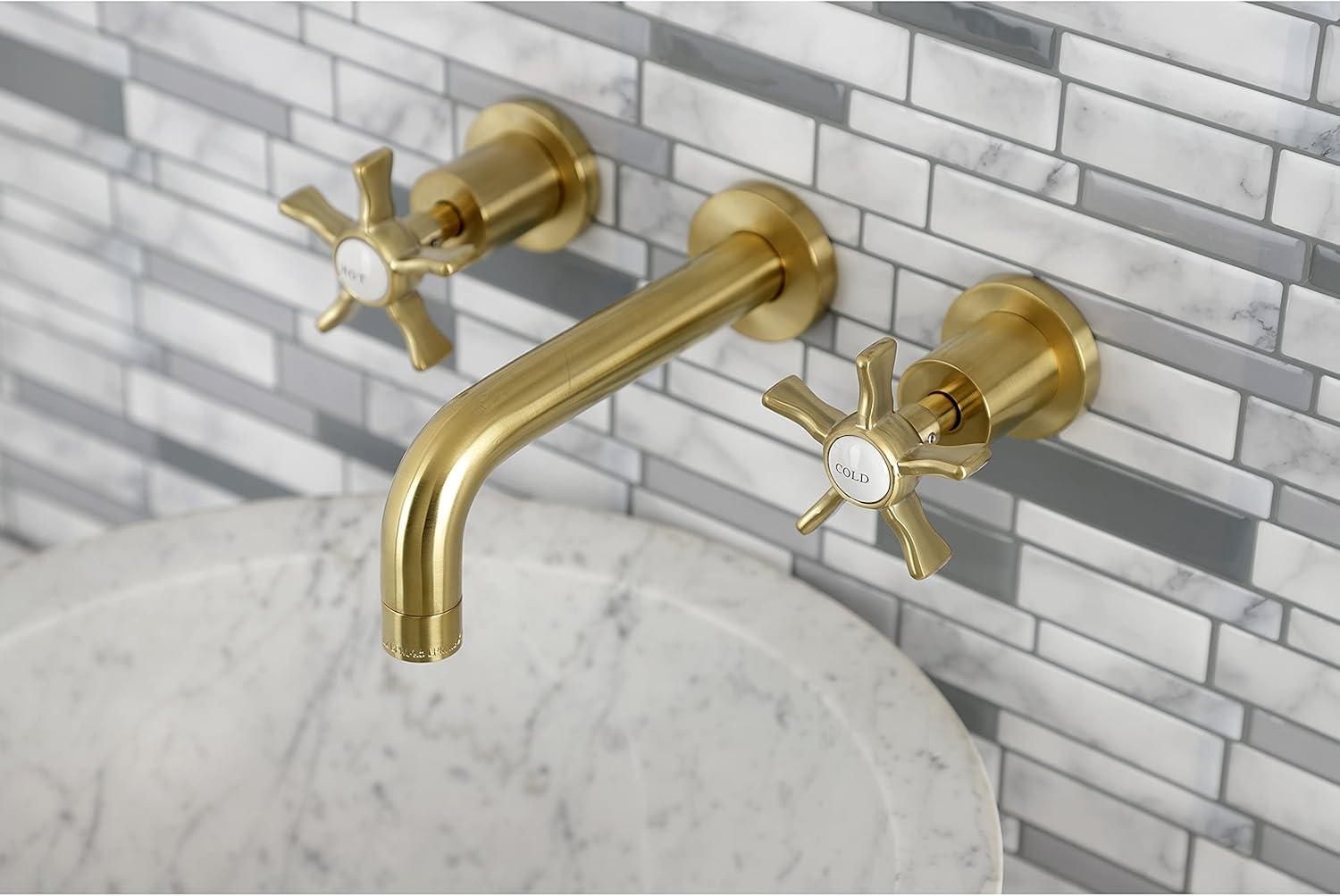 Kingston Brass Hamilton Two-Handle 3-Hole Wall Mount Bathroom Faucet