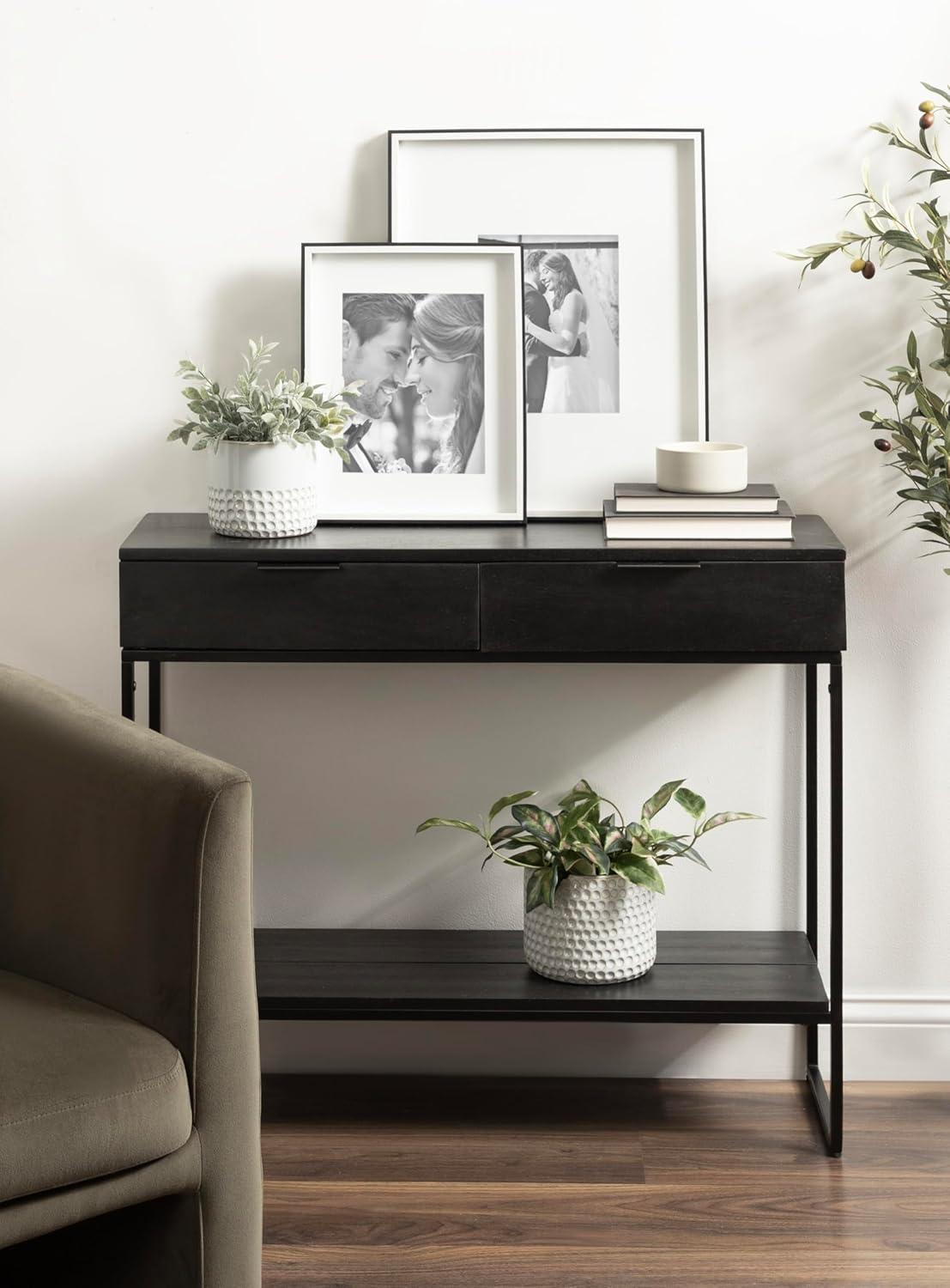 Kate and Laurel Malone Rectangle Wood Console Table, 36x13x31, Natural and Black