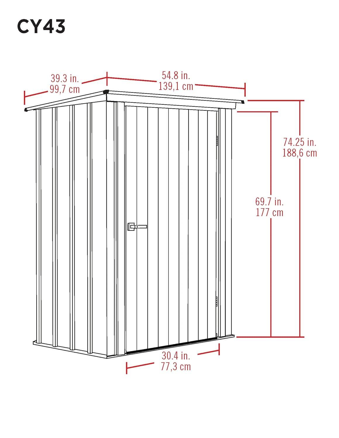 Arrow Spacemaker 4 ft. W x 3 ft. D Metal Vertical Storage Shed