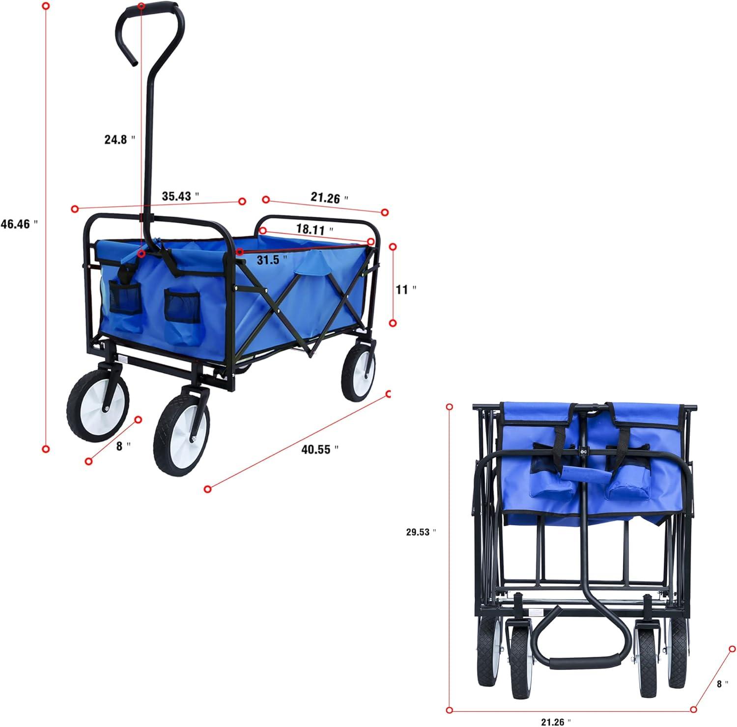 Blue Heavy-Duty Folding Utility Wagon Cart