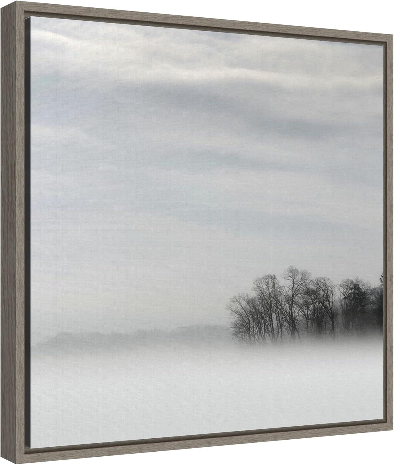 Amanti Art Lake of Fog and Trees by Nicholas Bell Canvas Wall Art Print Framed 16 x 16-in.