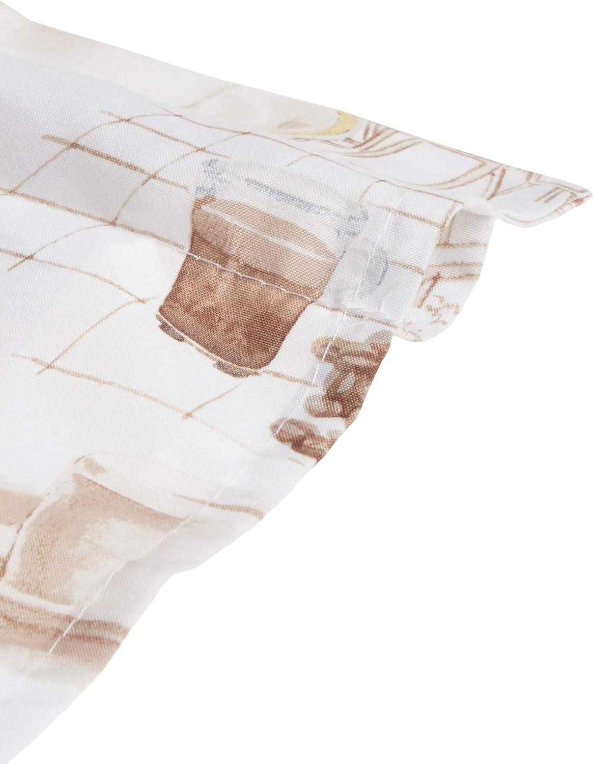 36"x54" Brew Coffee Shop Semi Sheer Rod Pocket Kitchen Curtain Valance and Tiers Set White - No. 918