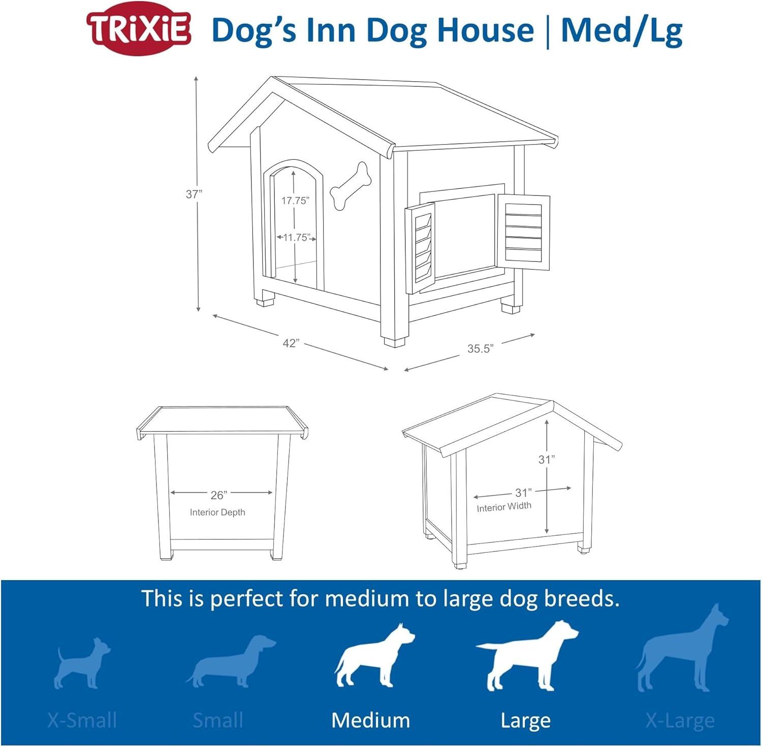 Medium Blue Wooden Dog House with Raised Floor