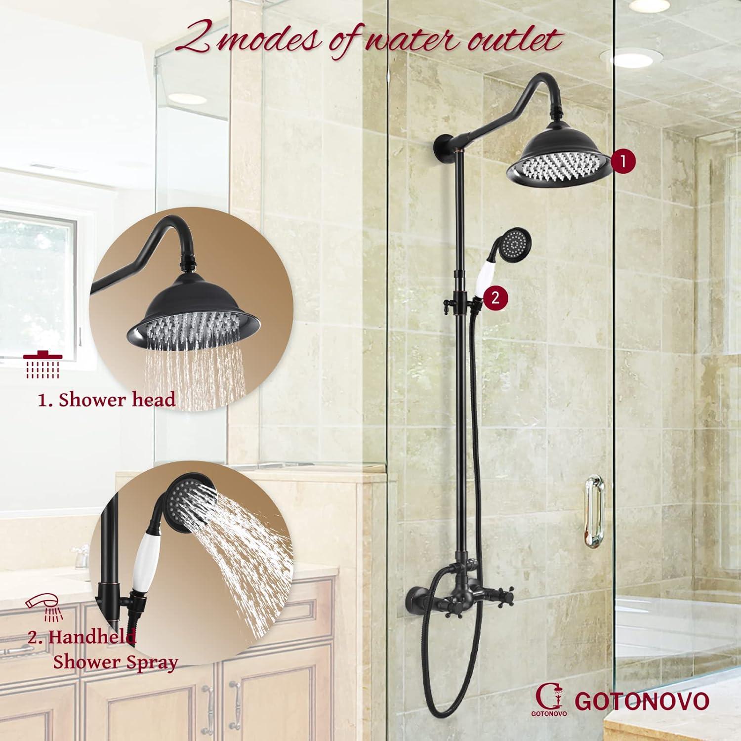 Oil Rubbed Bronze Wall Mounted Rain Shower System with Handheld Spray