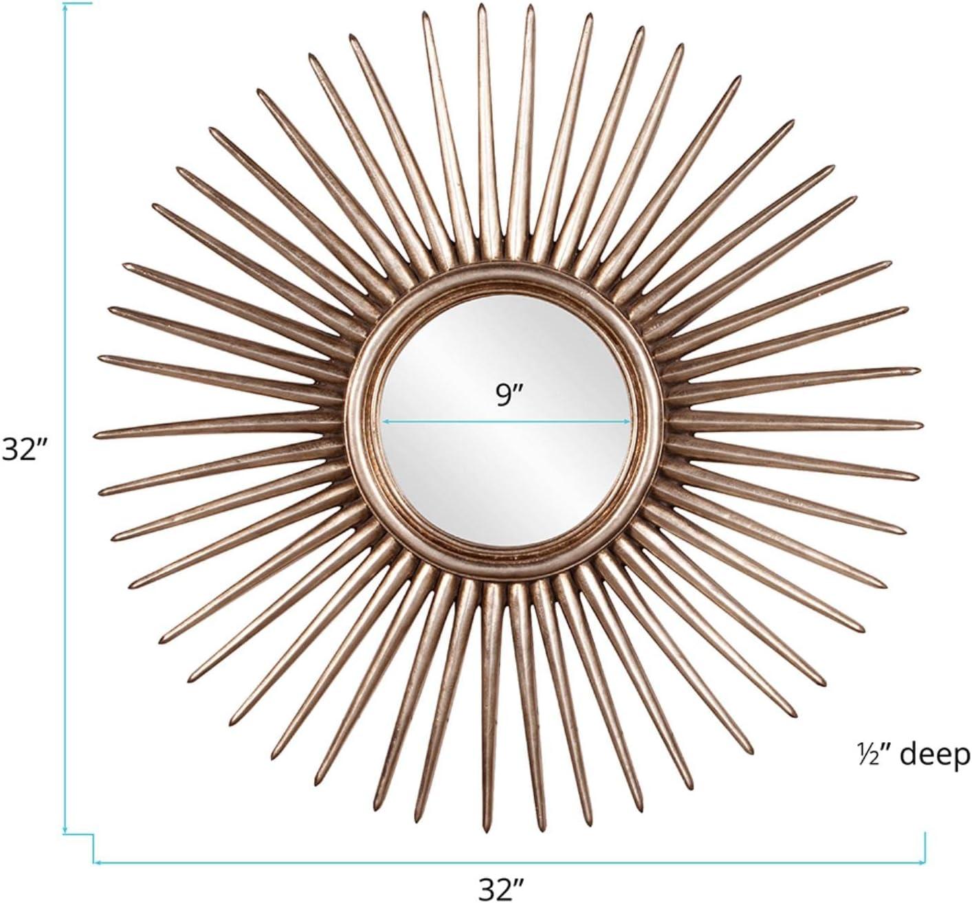 Silver Leaf Sunburst Round Wall Mirror