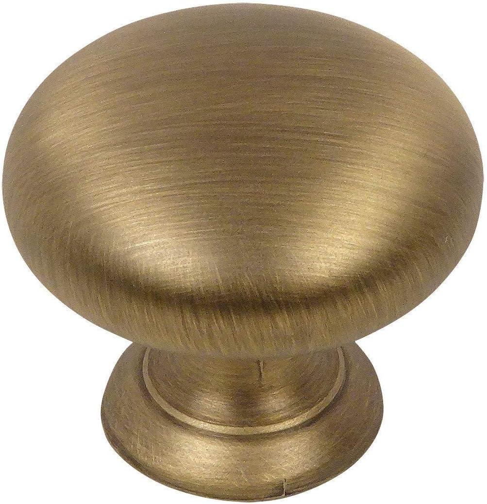 Brushed Antique Brass Round Mushroom Cabinet Knob