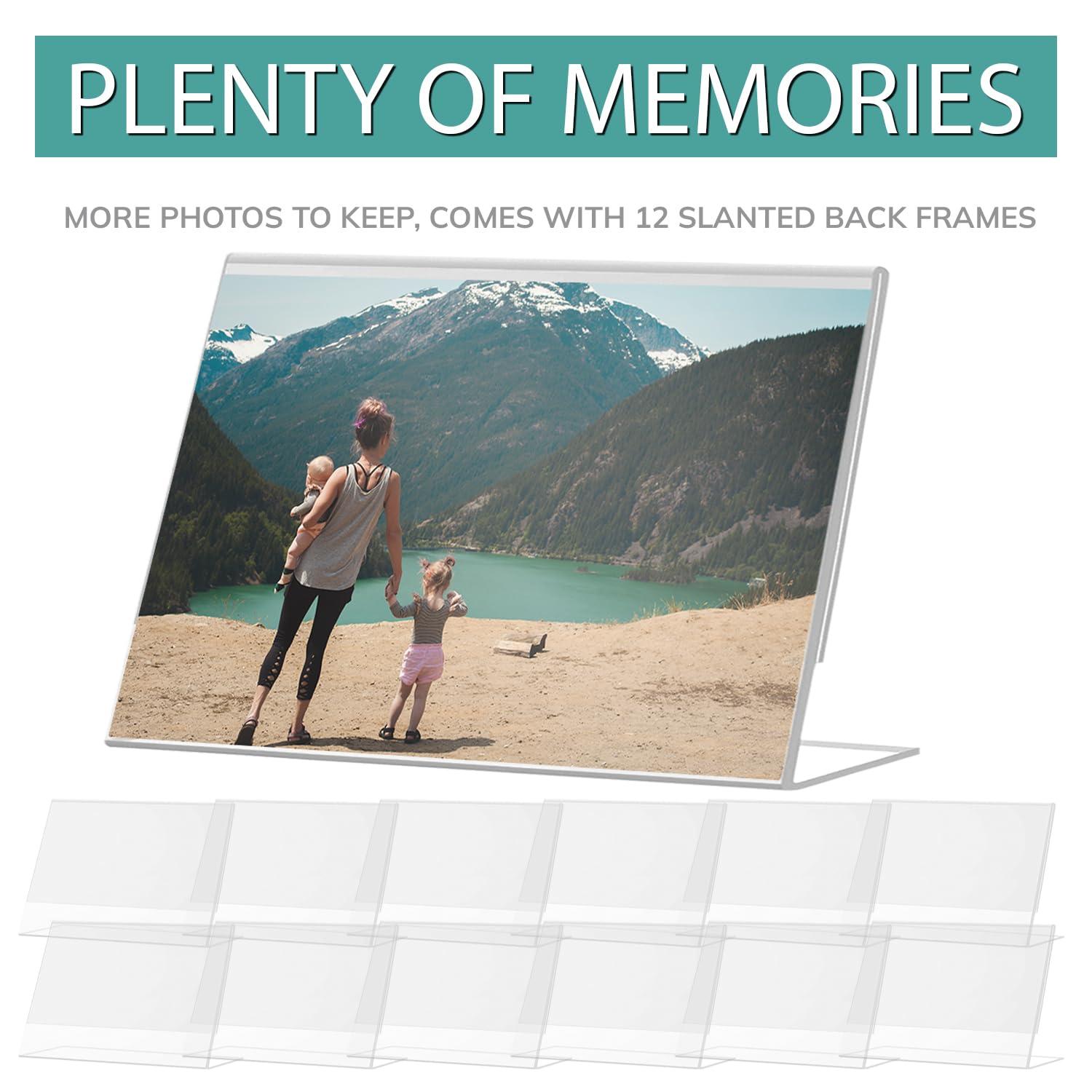 Photo Booth Frames - 7x5 inch Clear Acrylic Display Picture Frame, 12 Pack Plastic Photo Frame