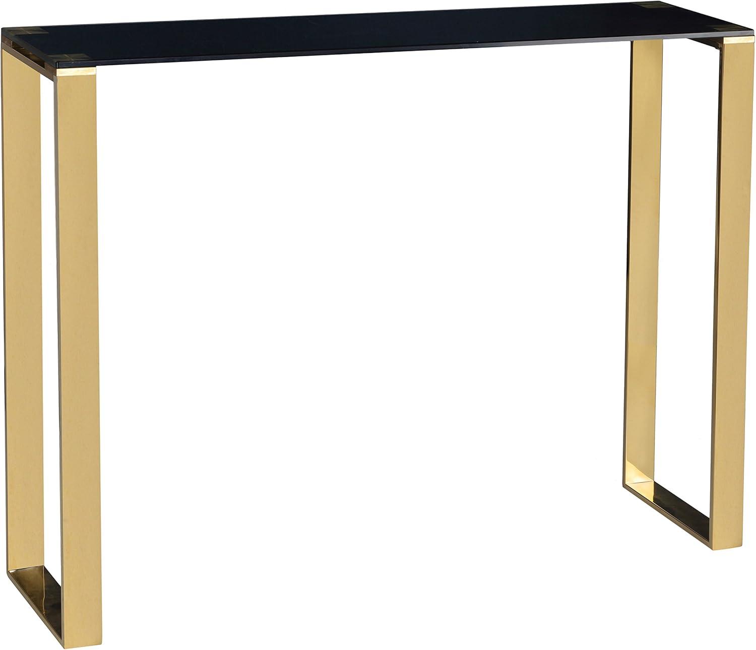 Cortesi Home  Black and Gold Glass Remini Narrow Console Table