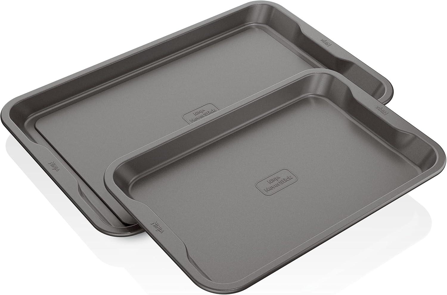 Gray Aluminum Non-Stick Rectangle Cookie Sheet Set