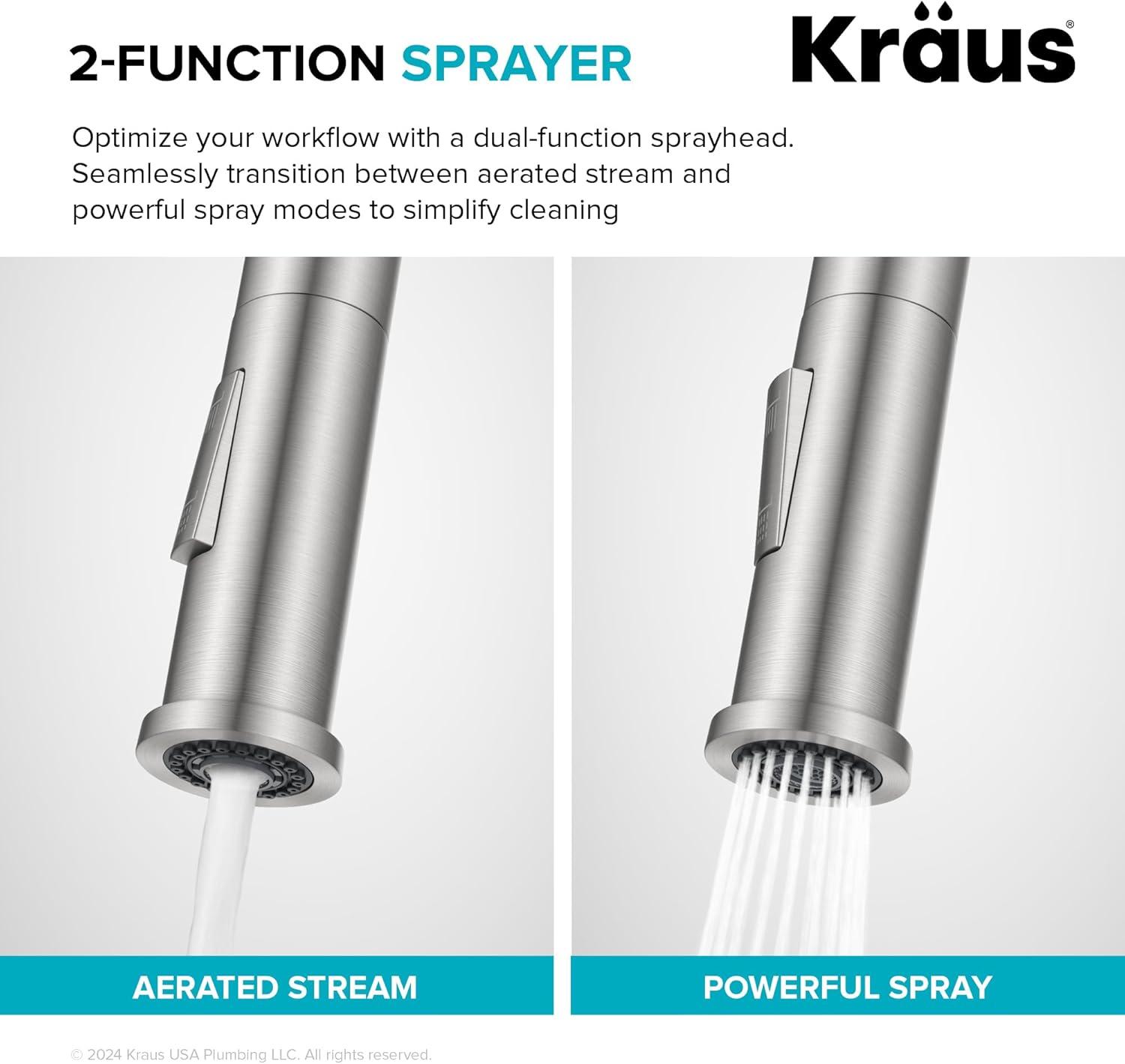 Kraus Torak 2-Function Single Handle Pull Down Kitchen Faucet