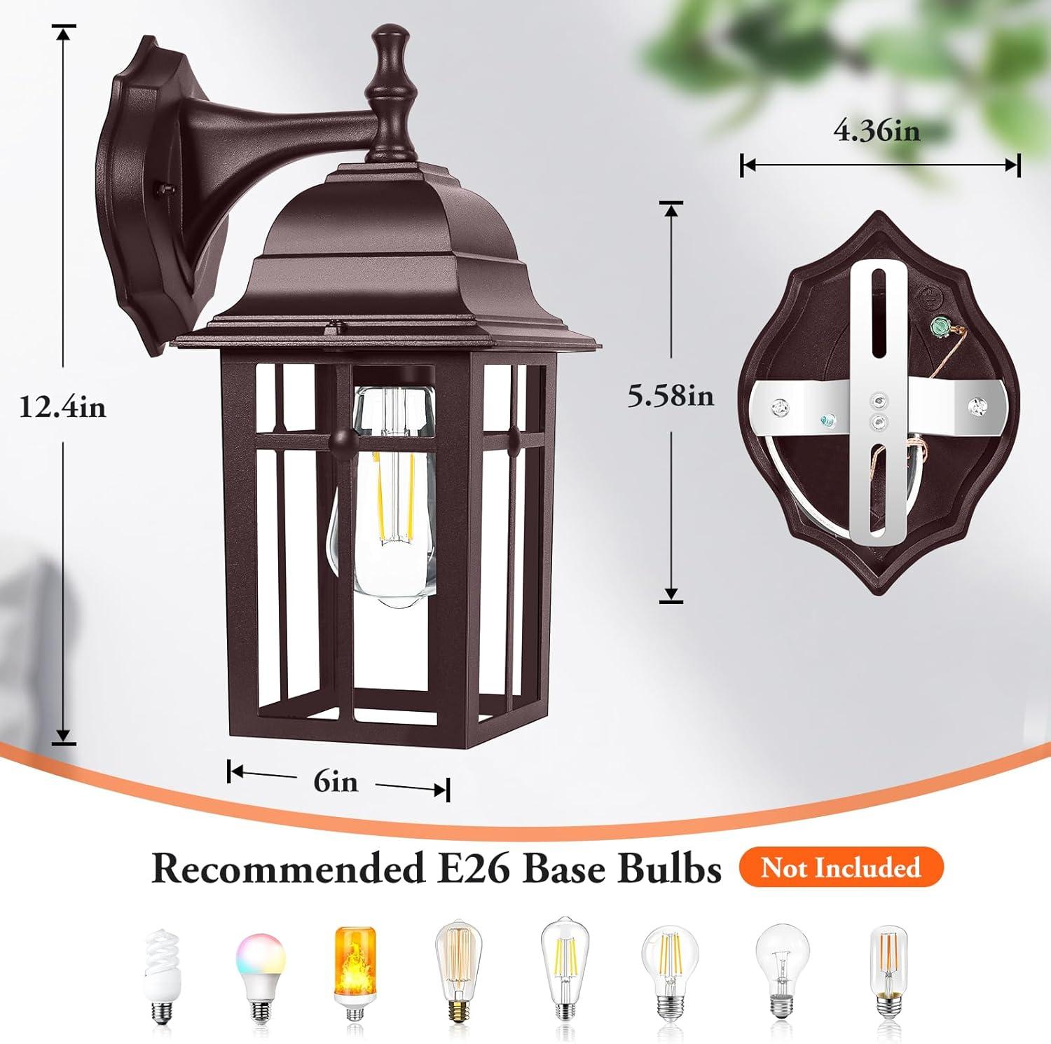 Outdoor Lights Fixtures Wall Sconce 2 Pack Black Porch Lights Outdoor Wall Lantern Decor Aluminum Anti-Rust Exterior Waterproof Outdoor Lights for House Patio Garage Front Door Entryway