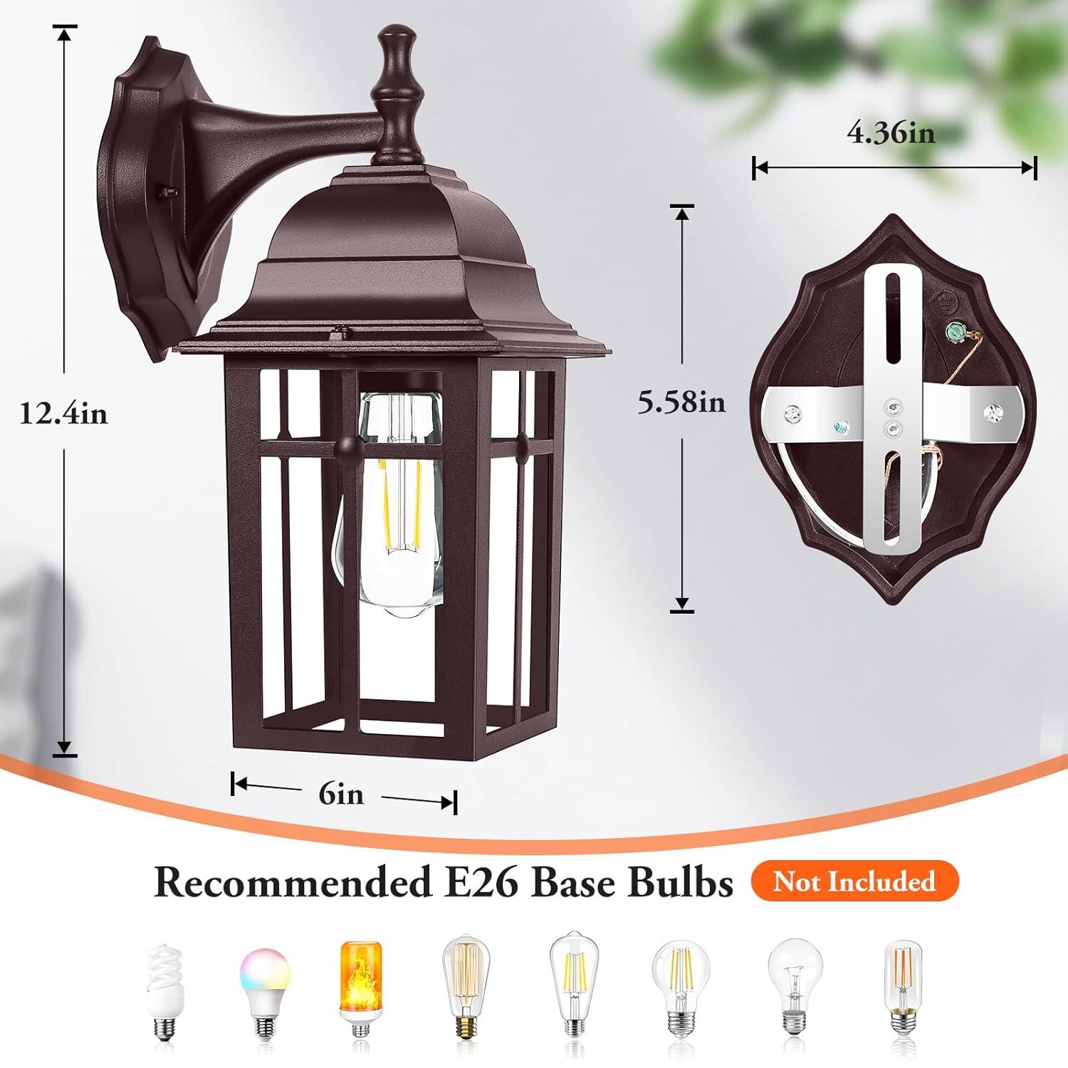 Outdoor Lights Fixtures Wall Sconce 2 Pack Black Porch Lights Outdoor Wall Lantern Decor Aluminum Anti-Rust Exterior Waterproof Outdoor Lights for House Patio Garage Front Door Entryway
