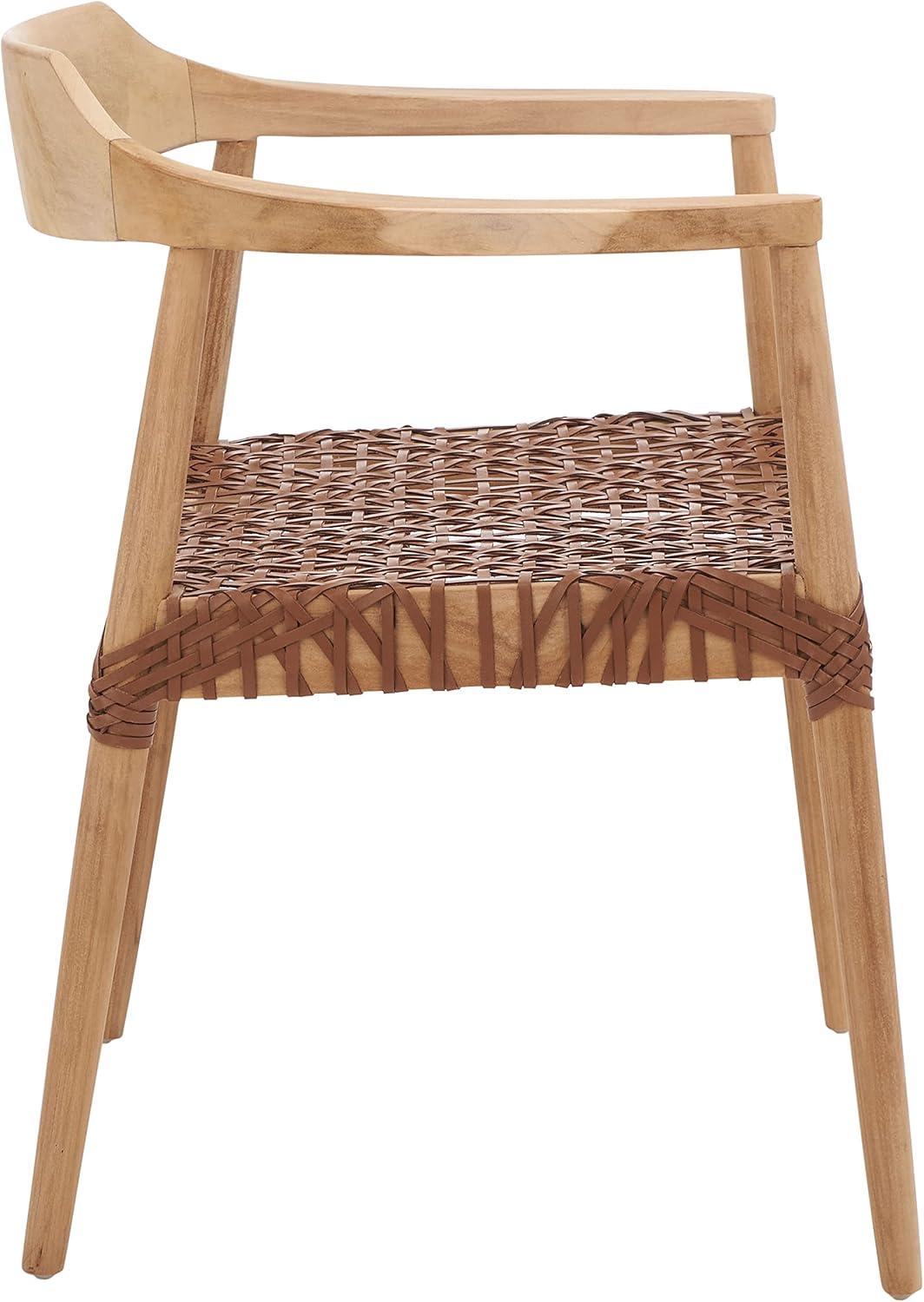 Munro Leather Woven Accent Chair  - Safavieh