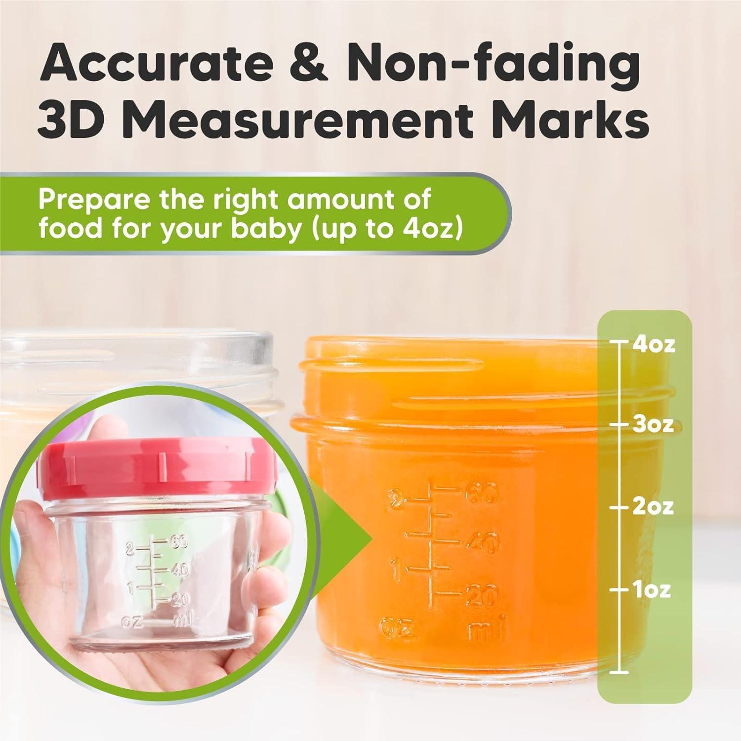 Nord Multicolor 4oz Glass Baby Food Storage Jars Set