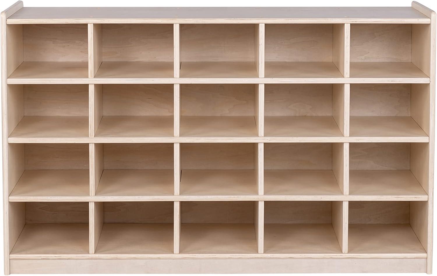 Birch Mobile 20-Section Cubby Storage with UV-Lacquered Finish