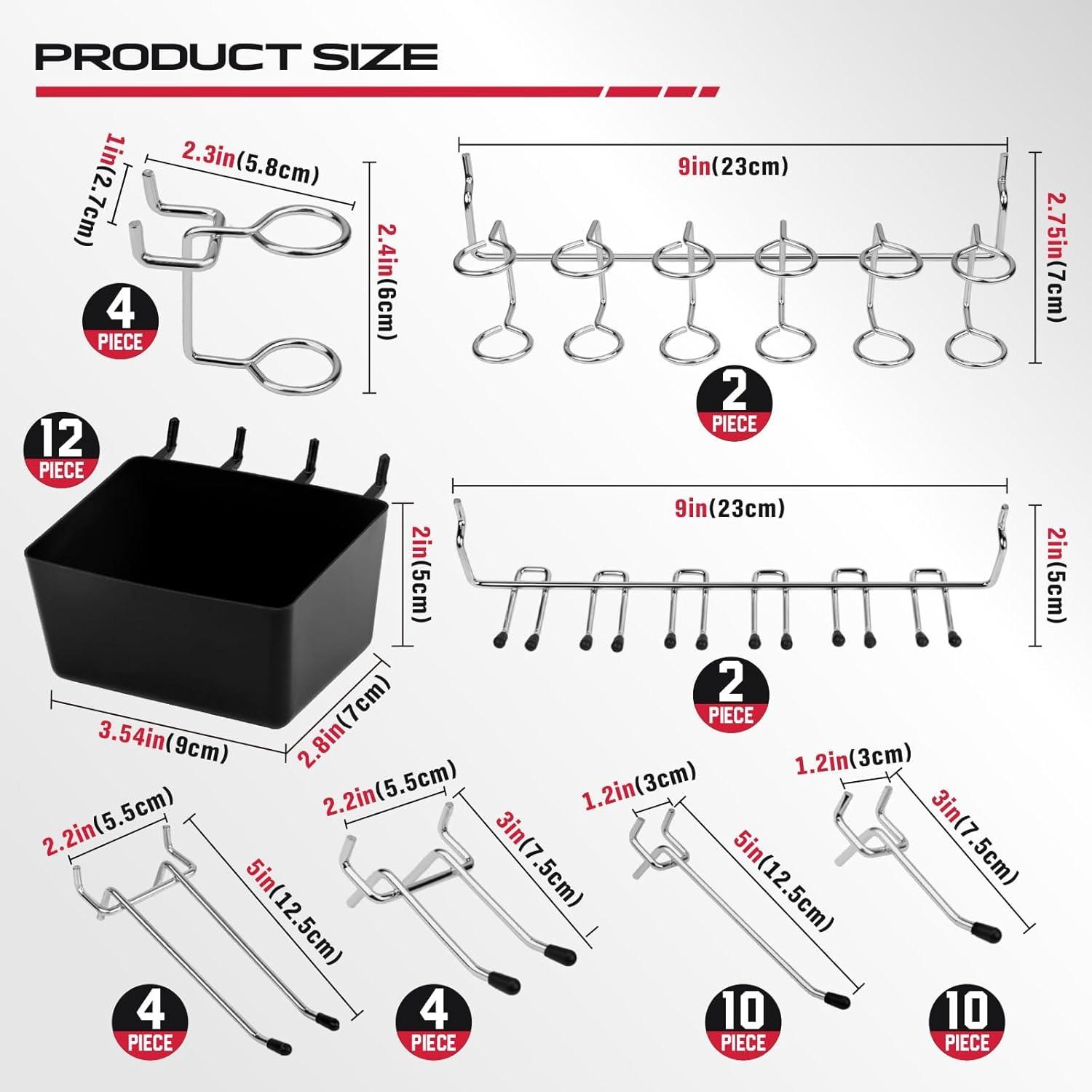 300-Piece Pegboard Hook Set, Pegboard Organizer Accessories for Hanging, Durable Metal Hooks for Tool Organization, Garage, Workshop, and Craft Storage