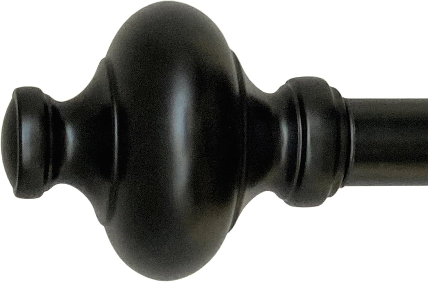 Cardiff 36-72 Inch Adjustable Black Metal Curtain Rod Set