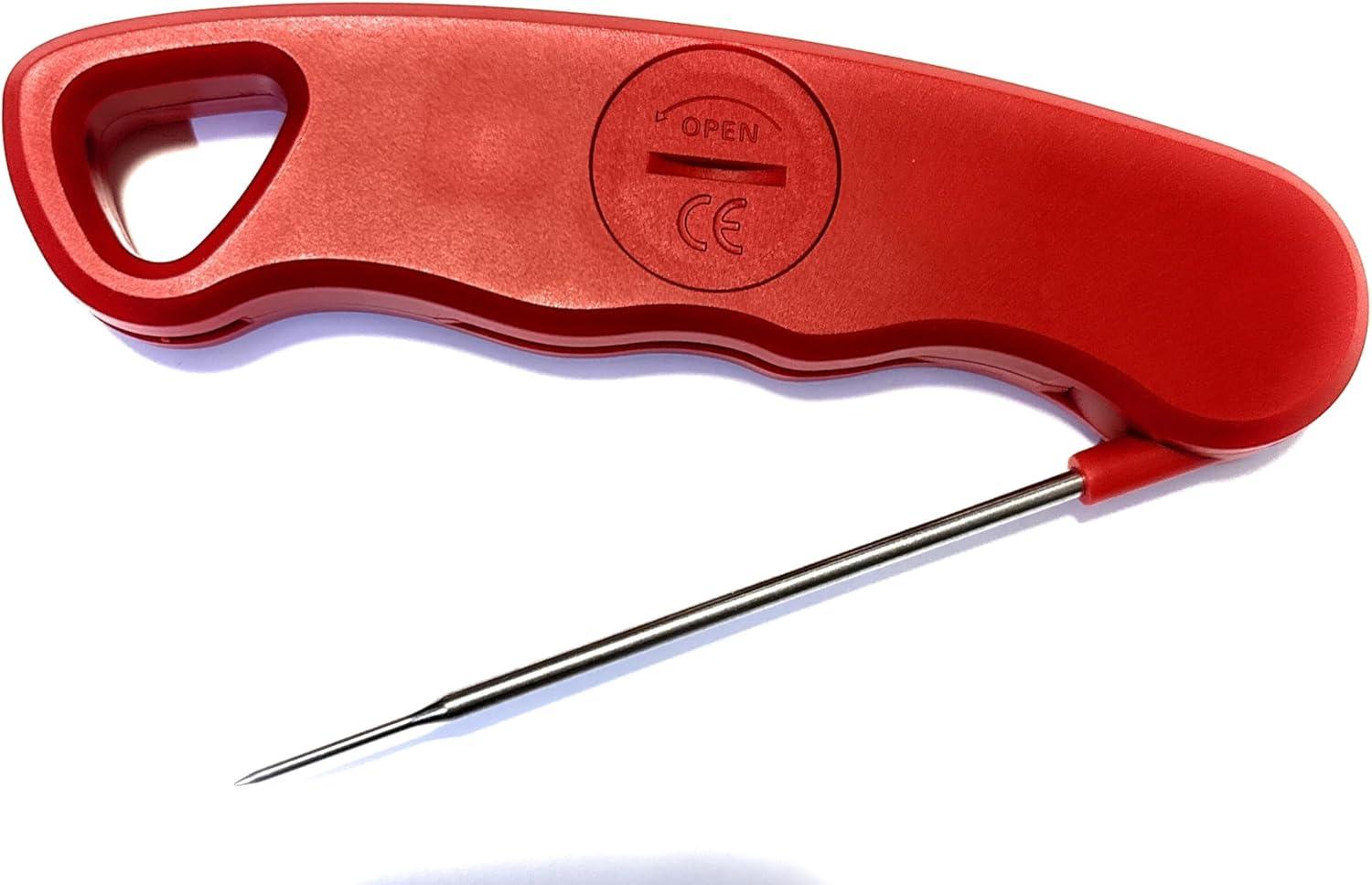 Digital Meat Thermometer for Grill/Cooking Fast Instant Read Waterproof Magnetic Probe Thermometer w/Backlight and Display for Kitchen, BBQ, Frying, etc. Chicken, Steak,or Burgers, Red