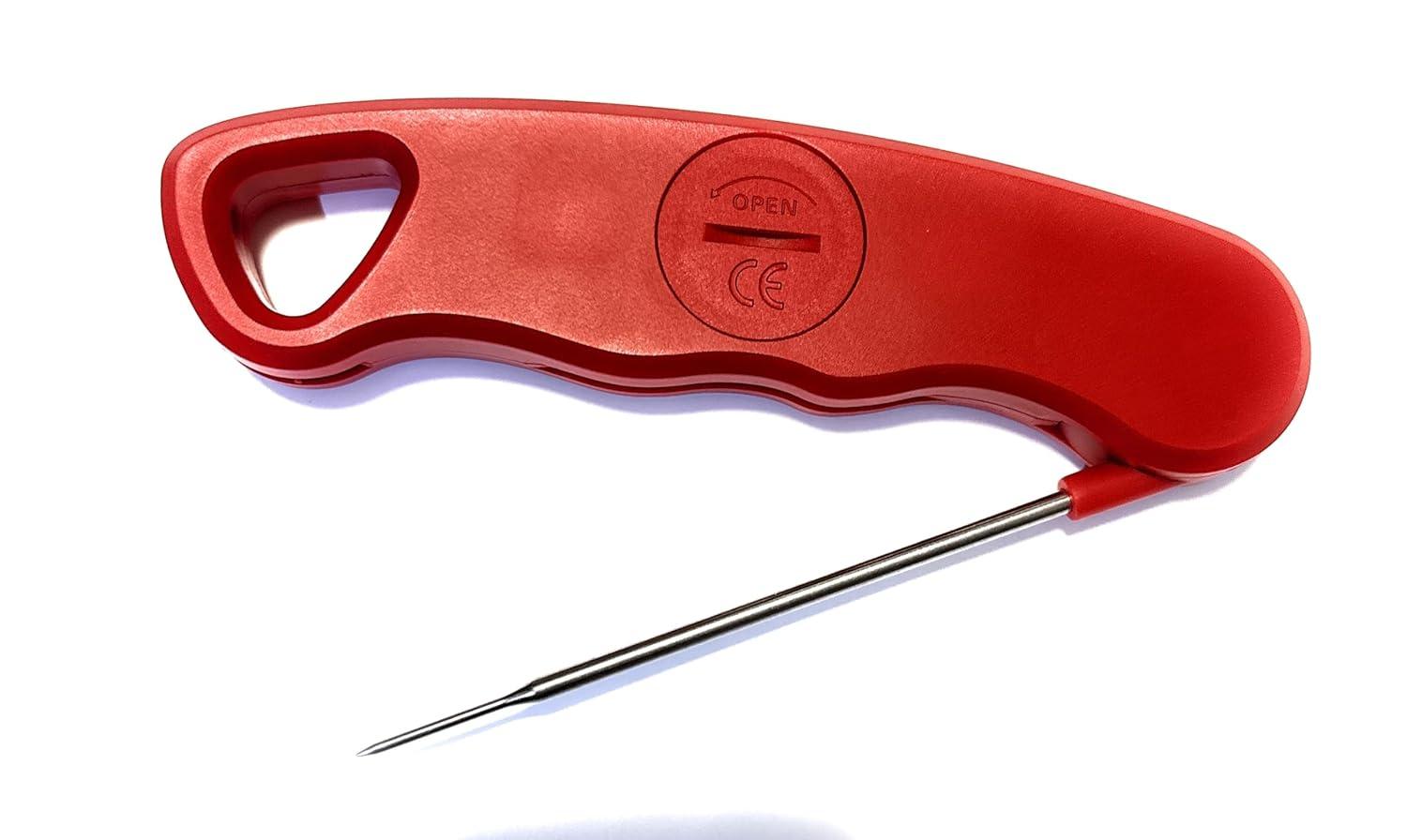 Digital Meat Thermometer for Grill/Cooking Fast Instant Read Waterproof Magnetic Probe Thermometer w/Backlight and Display for Kitchen, BBQ, Frying, etc. Chicken, Steak,or Burgers, Red