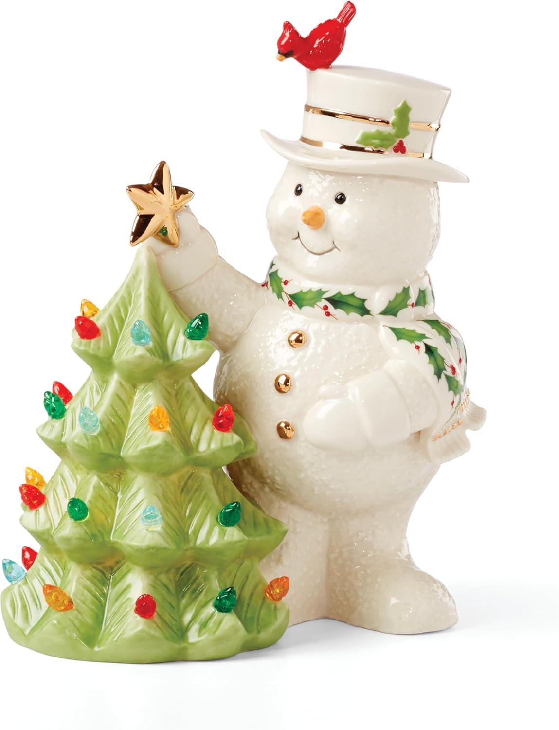 LENOX HOLIDAY Happy Holly Days Snowman Lit Figurine