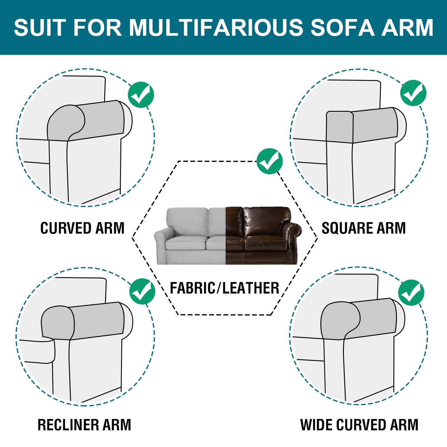 PandaTop Stretch Armrest Covers for Chairs and Sofas Couch Arm Covers for Sofa, Soft Armrest Covers Anti-Slip Furniture Protector Armchair Slipcovers Washable for Recliner Set of 2, Gray