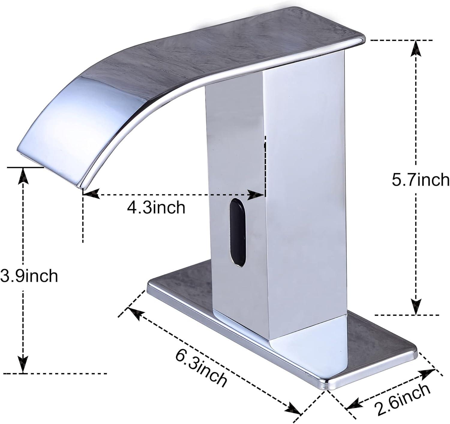 Touchless Bathroom Sink Faucet Motion Sensor Hands Free Automatic Commercial Vanity Water Faucets with Temperature Control Hot & Cold Mixing Valve Chrome
