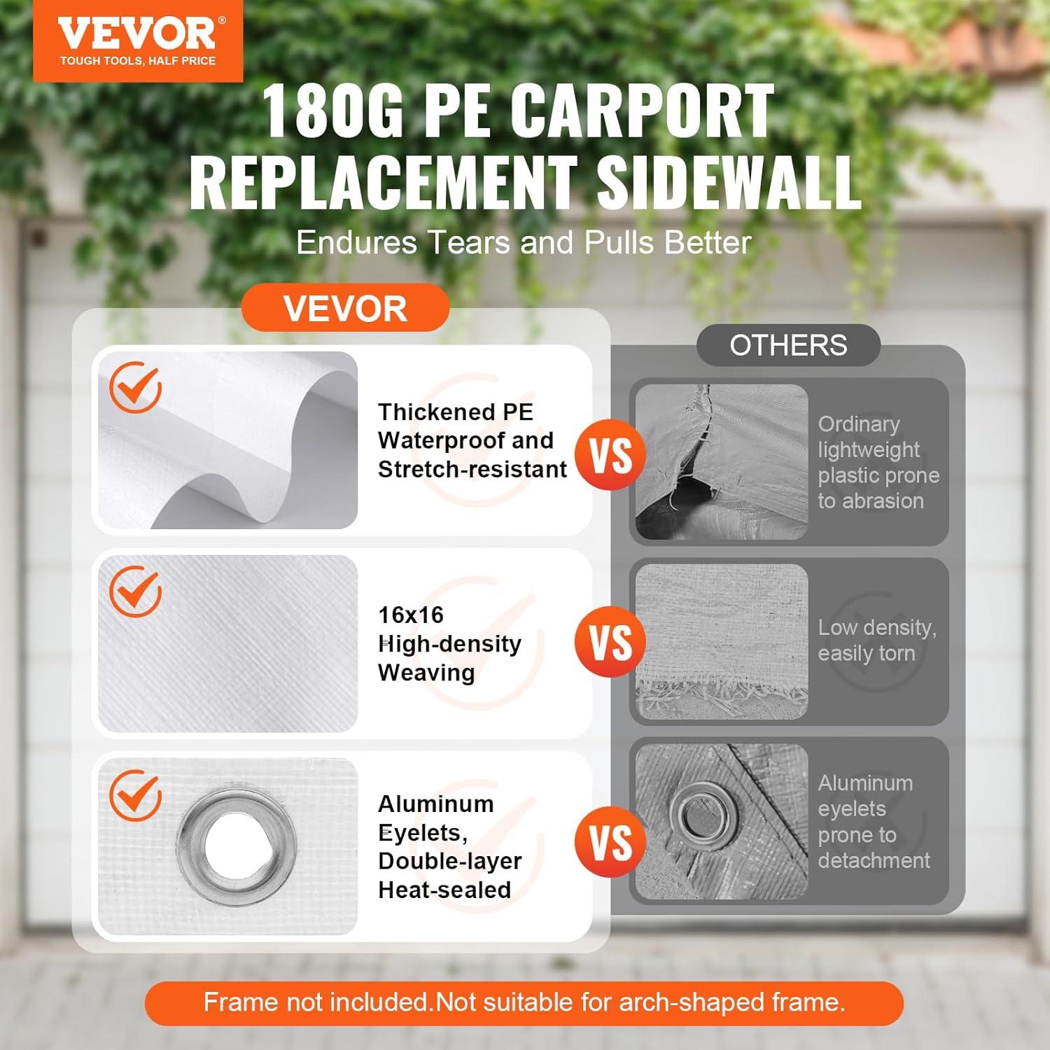 VEVOR 10 Ft. W x 20 Ft. D Garage