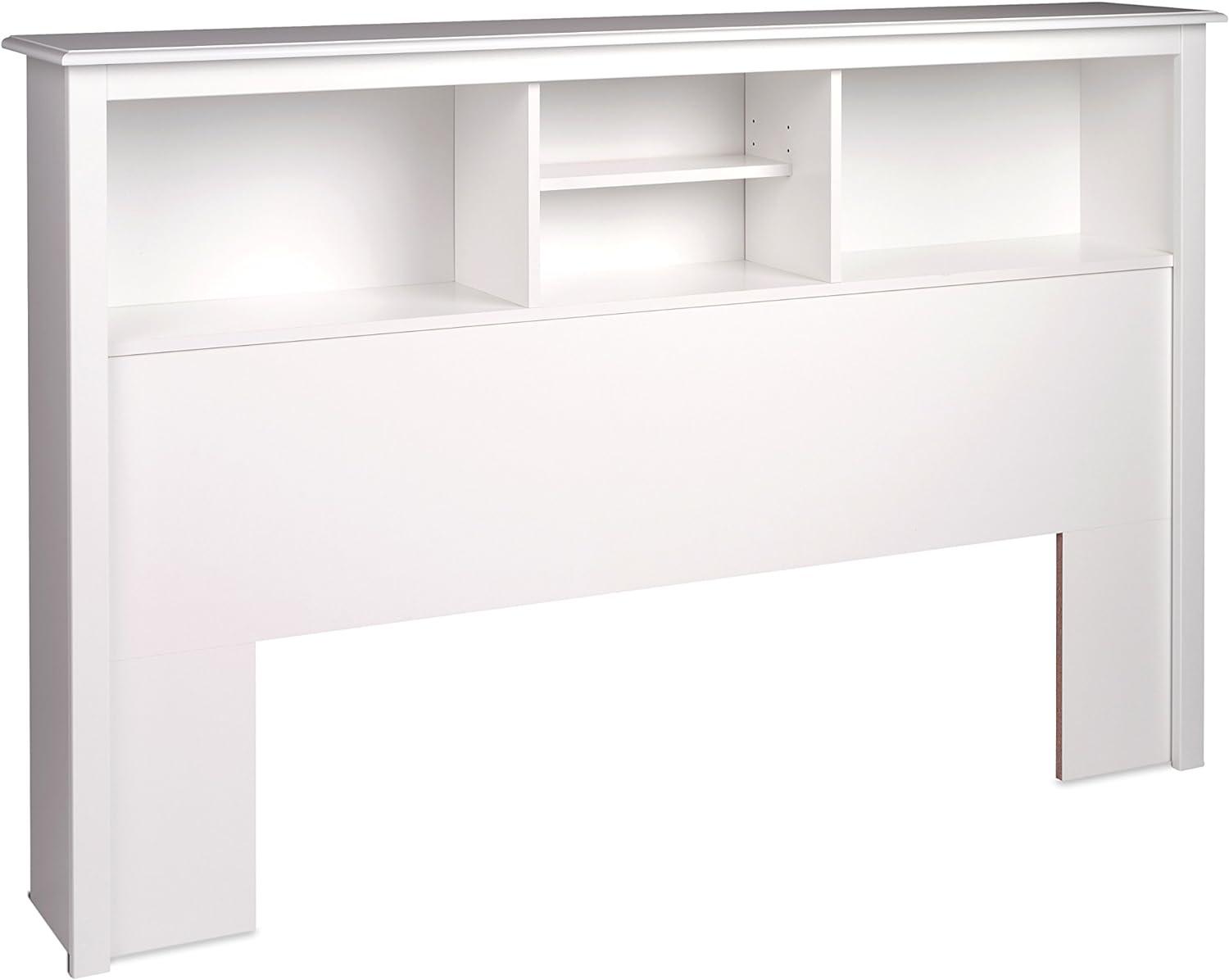 Prepac Monterey Headboard White (Full/Queen): Modern Storage Design, 3 Compartments, Adjustable Shelf