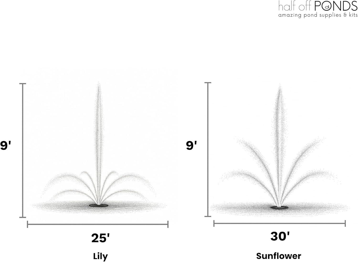 3/4 HP Floating Fountain - 8,000 GPH Submersible Pump - 100 ft Cord - 11 Spray Patterns & Color-Changing LED Light