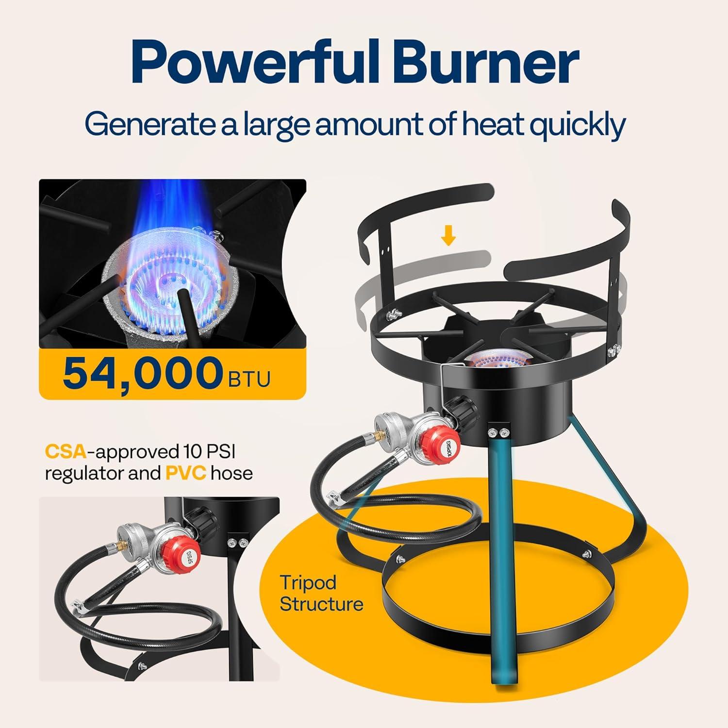 Outvita 30 Qt Turkey Deep Fryer & 10QT Fish Fryer Kit w/Baskets,Aluminum Fish & Seafood Boiler Steamer with 54,000 BTU Propane Gas Burner Stand Injector Thermometer Hose, Ideal for Outdoor Fry