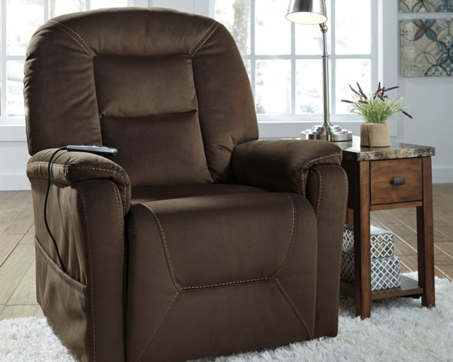 Signature Design by Ashley Contemporary Samir Power Lift Recliner  Coffee