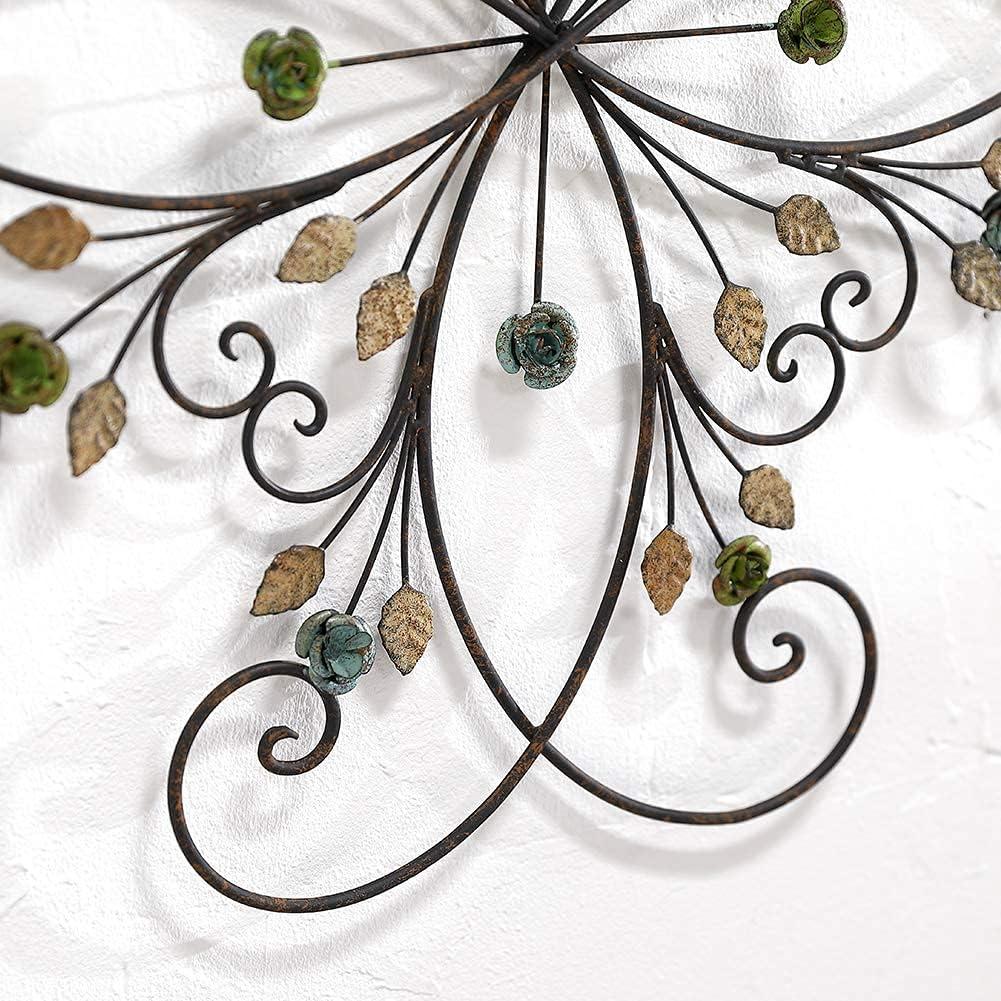 Lechesis 24" Rustic Metal Flower Scroll Wall Art Decor