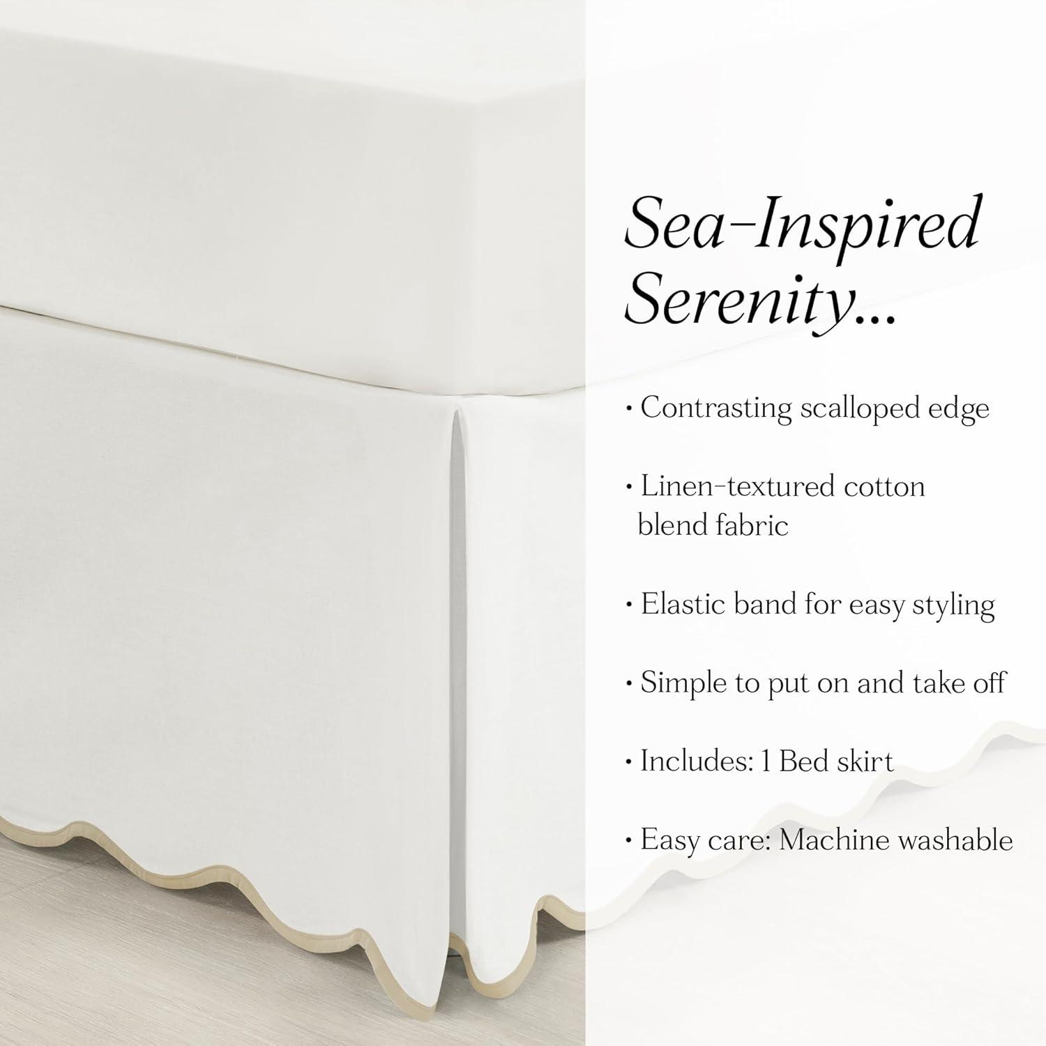 Lush Decor Coastal Chic Scallop Wrap Around Bed Skirt