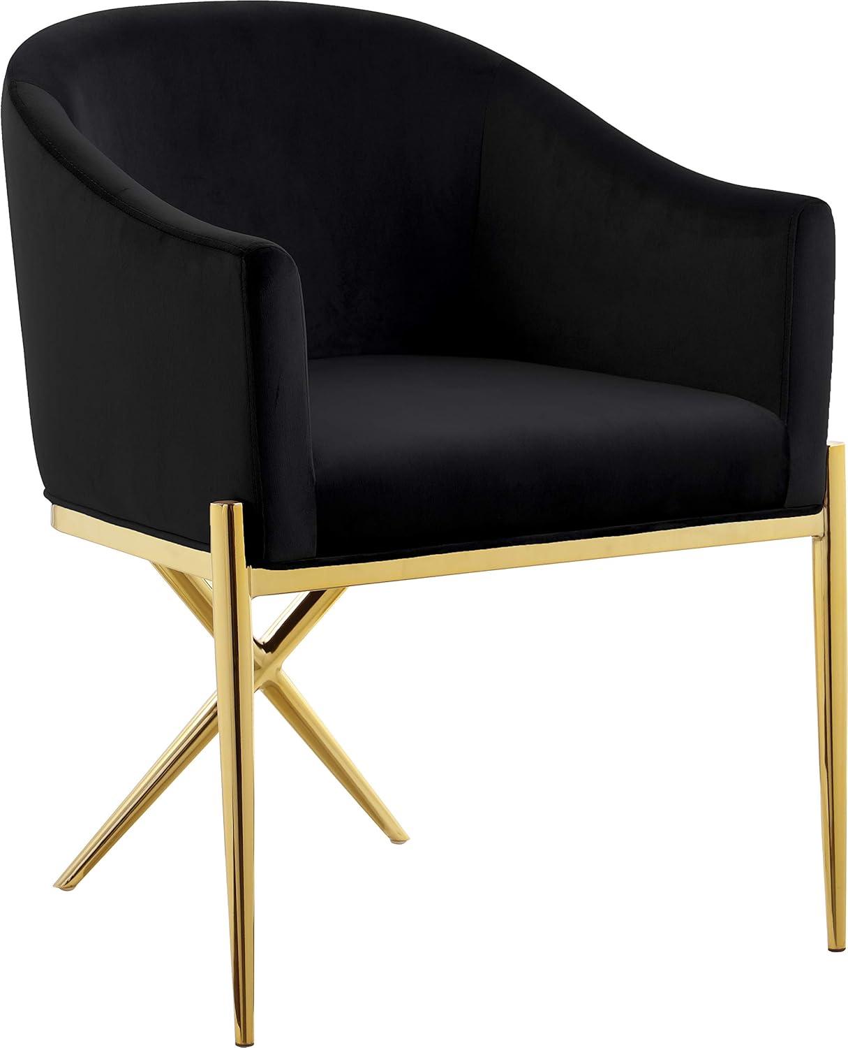 Xavier Black Velvet Gold Upholstered Arm Chair