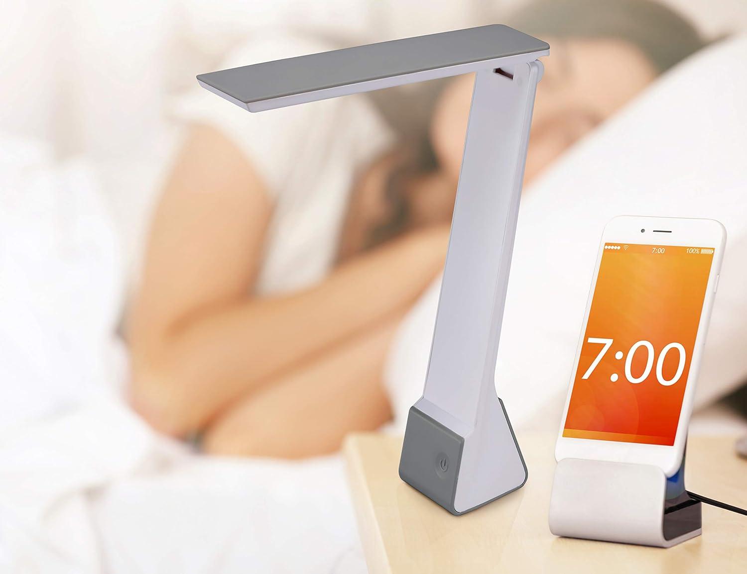 Bostitch Office Rechargeable Battery Led Desk Lamp, 3 Color Temperatures, Flip Open, Gray (KT-VLED1810-GRAY)