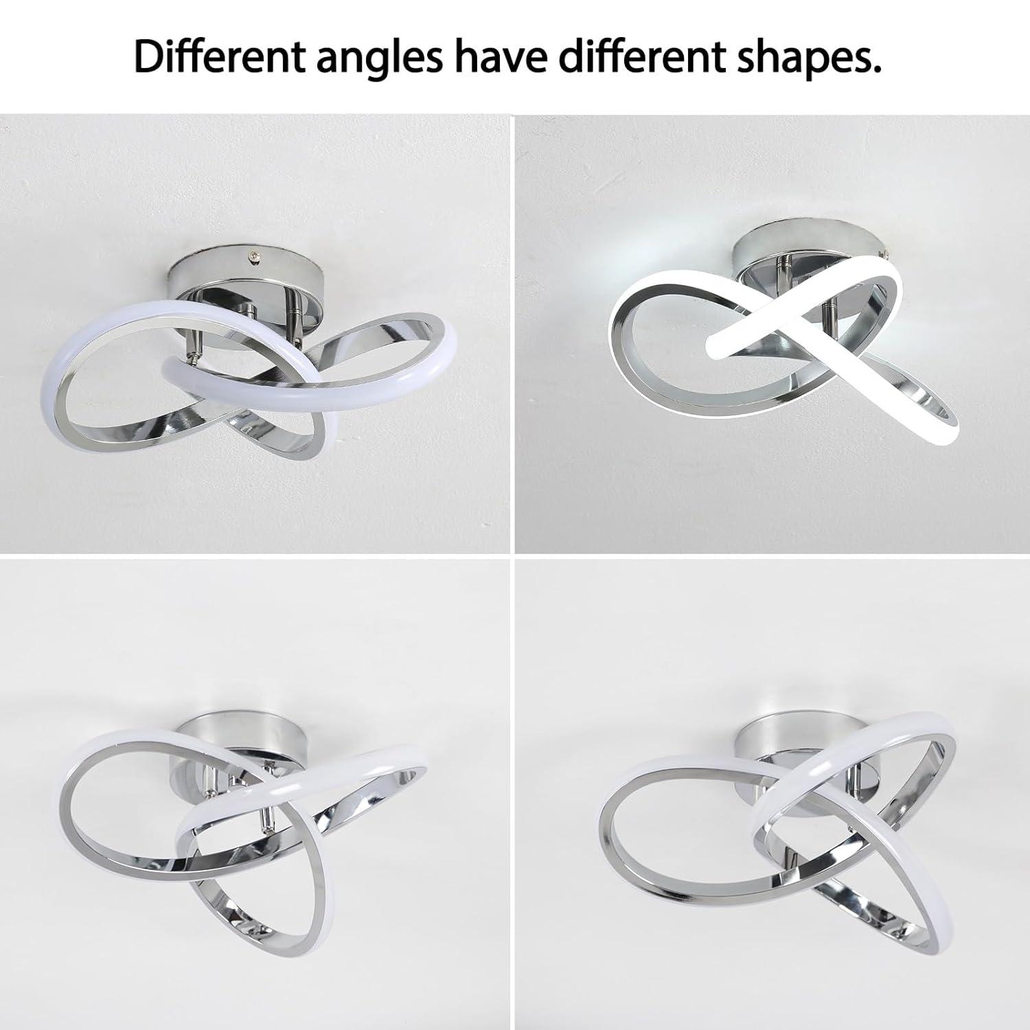 Hallway Light Acrylic Modern LED Ceiling Light Fixtures Cool White 6000K Close to Ceiling Lights for Bedroom Bathroom Kitchen Balcony Corridor Stair Aisle Curved Creative Design Celing lamp