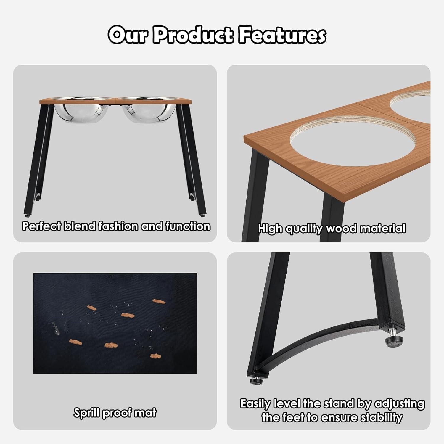 Elevated Dog Bowls for Large Dogs, Extra Large Breed, with Spill Proof Mat, Two 3000ML(13CUPS) Food & Water Bowls, Stable Raised Bowl, 18.1" Tall Dog Bowl Stand for XX Large Dogs