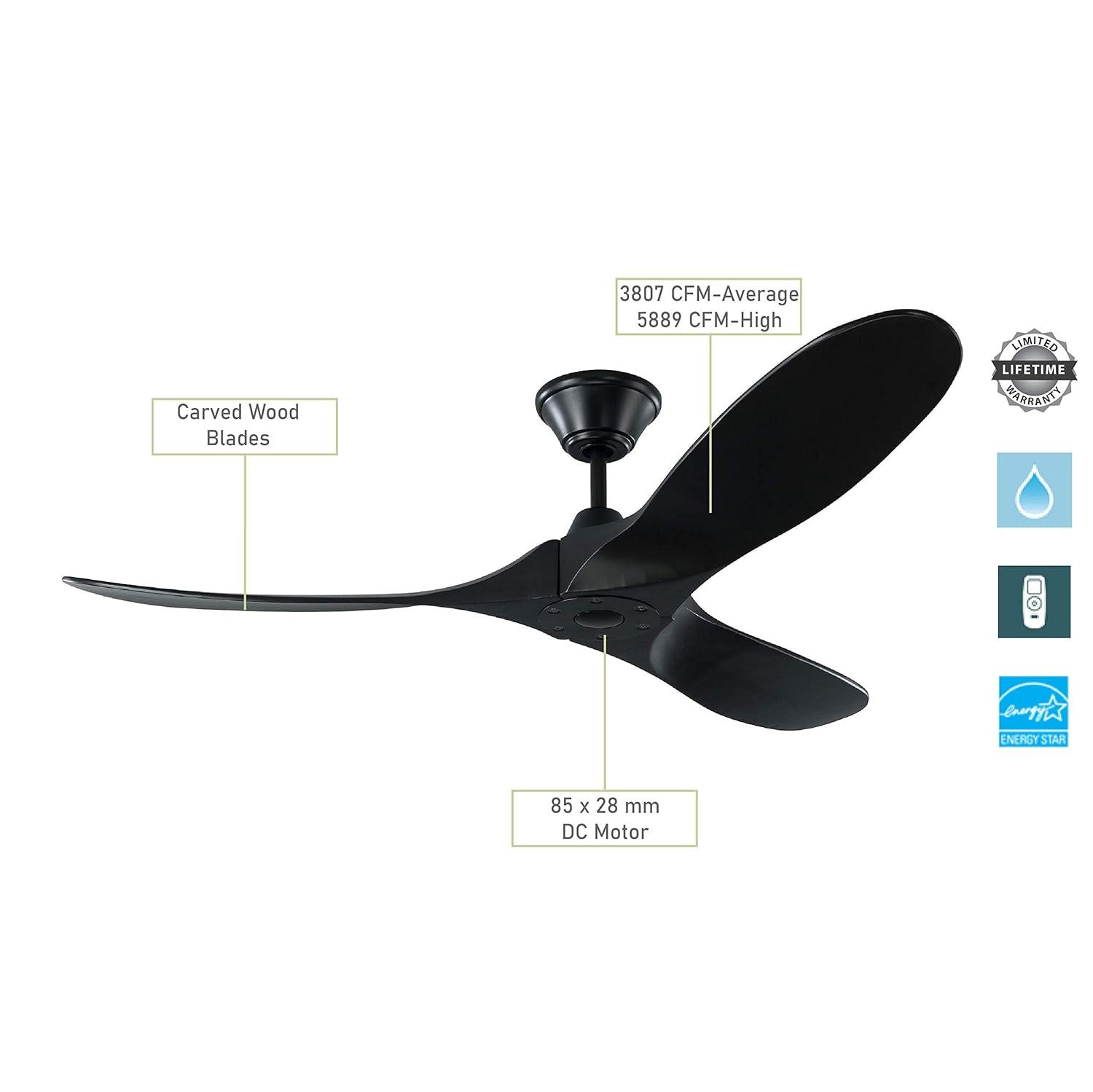 Matte Black 52" Energy Star Outdoor Ceiling Fan with Remote