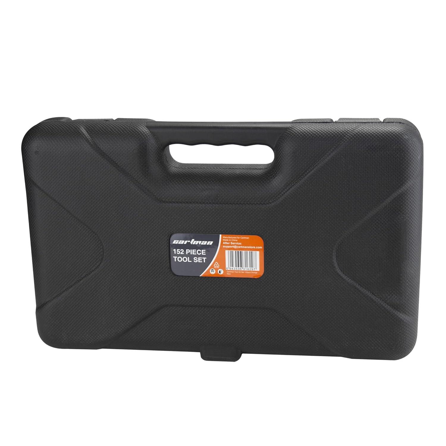 CARTMAN 152 Piece Tool Set General Hand Tool Kit with Plastic Toolbox Storage Case Automotive Wrench Sets Orange