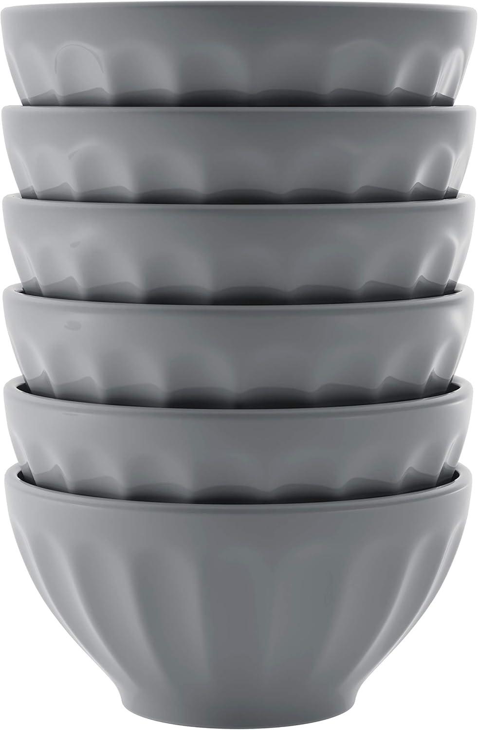 Kook Ceramic Cereal Bowls, 24 oz, Set of 6