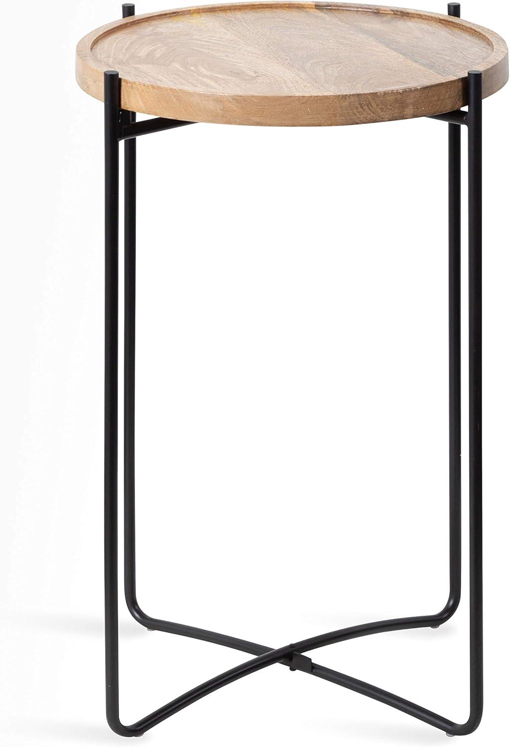 Kate and Laurel Vale Round Metal Side Table, 16x16x25, Natural and Black