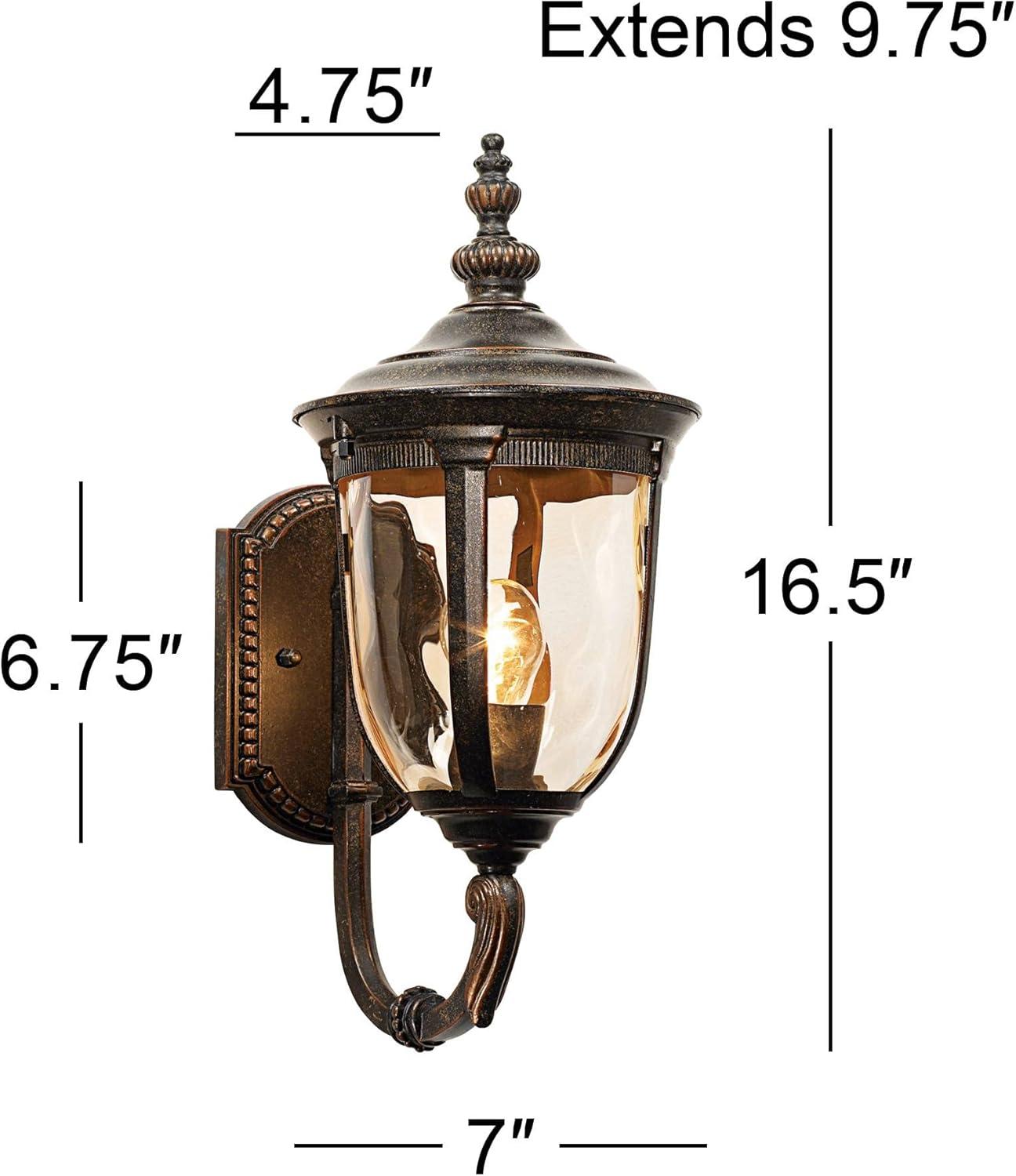 John Timberland Bellagio Vintage Rustic Outdoor Wall Light Fixture Veranda Bronze Upbridge 16 1/2" Champagne Glass for Post Exterior Barn Deck House