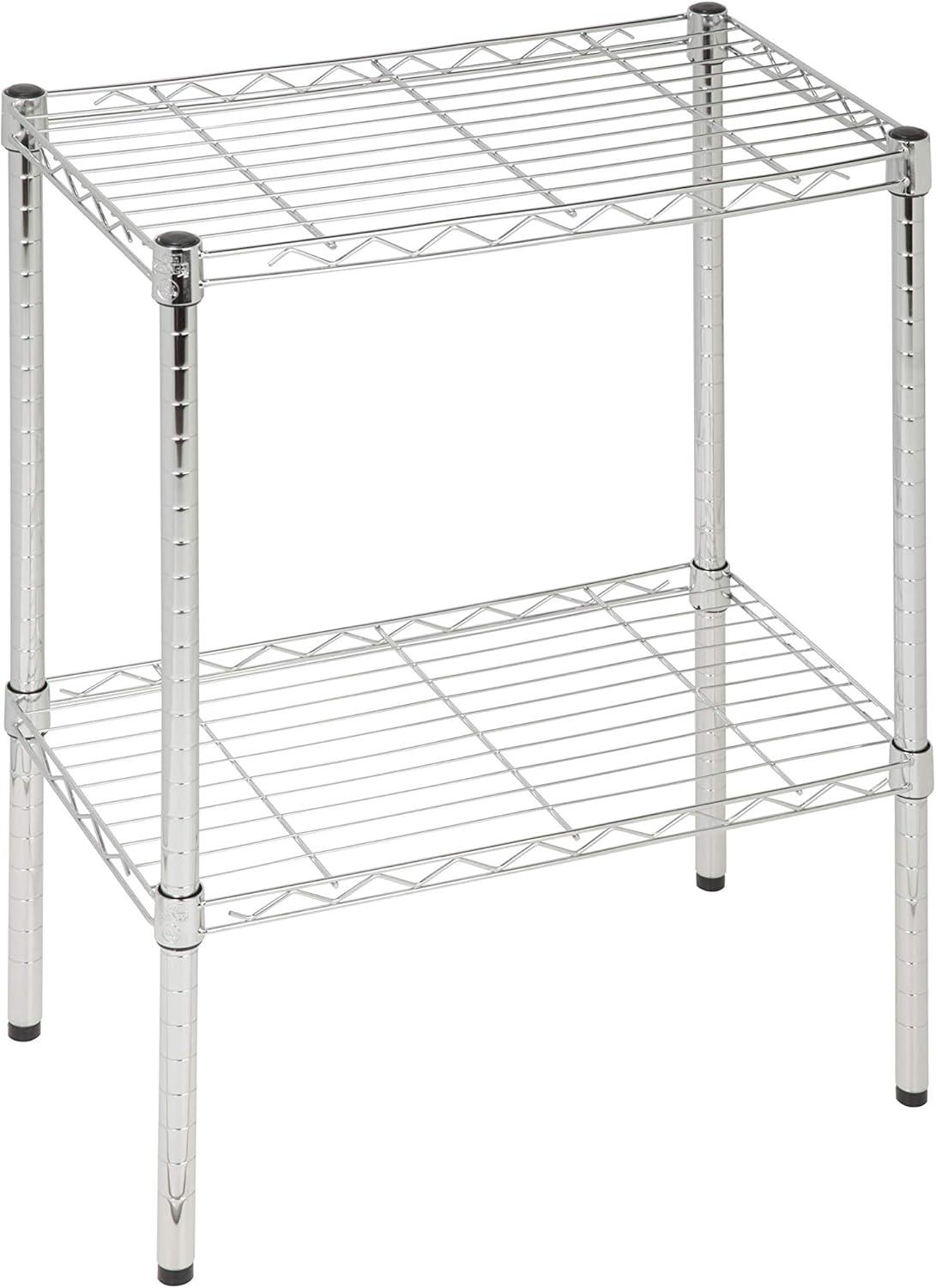 Honey-Can-Do 2 Tier Adjustable Storage Unit Chrome: Steel Wire Shelving, Universal Utility Storage, 250 lb Capacity