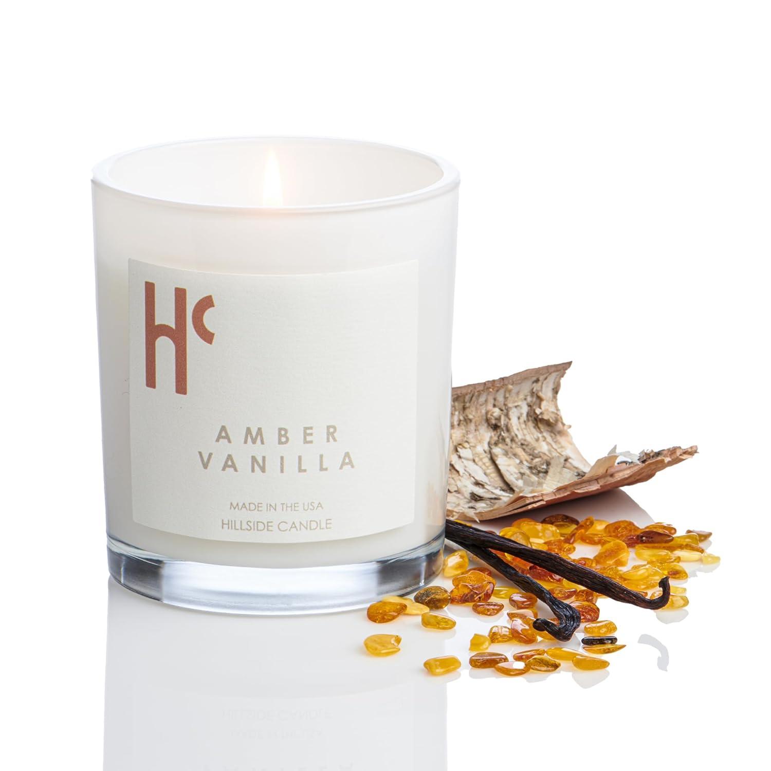 Hillside Candle "Amber Vanilla" Scented Candles, Single Wick, Luxury Candles, Scented Candles for Home ( 9 oz)